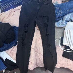 Bluenotes Black High Rise Distressed Jeans